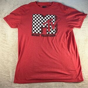 MTV Red Checkered‎ Logo Men's Tee size Medium